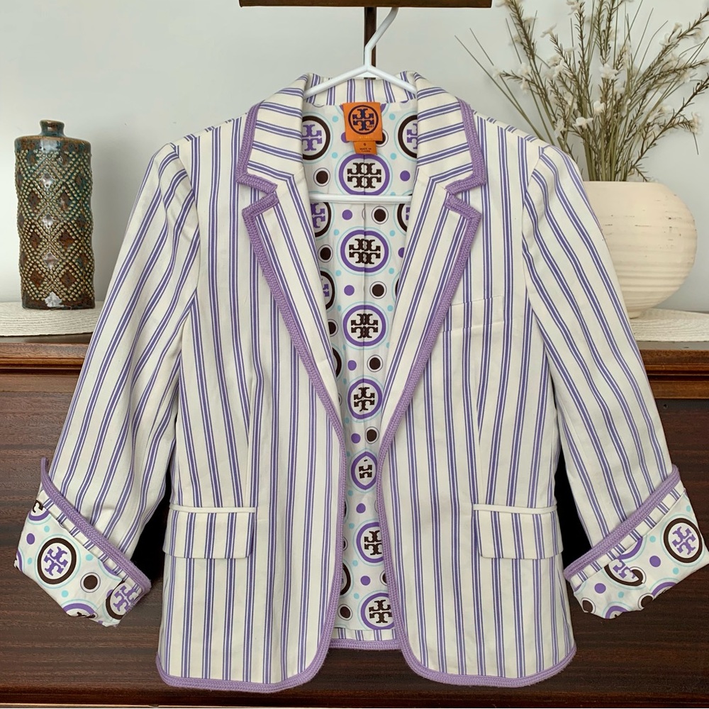 Striped Purple and White Women's Blazer